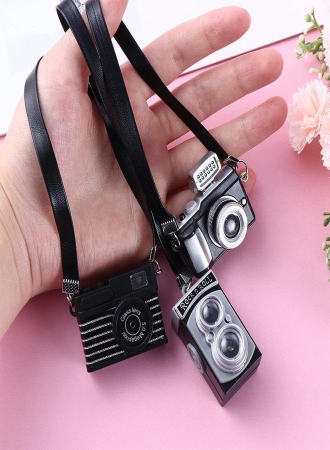 Qintreesify Black Mini Camera for Dolls, Dollhouse Miniature Digital SLR Camera, Vintage Style, Plastic, 1:12 Scale, Retro Theme, Dollhouse Accessory - Image 2